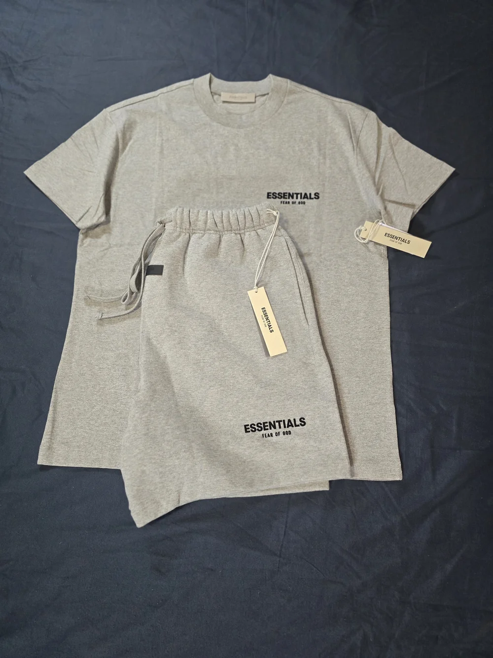 2-Piece Matching Lounge Set - Short Sleeve T-Shirt & Sweat Shorts (Gray)